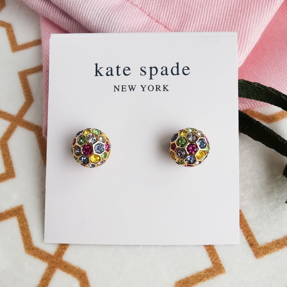 Kate Spade - On The Ball Gold Multi Color Sphere Stud Earrings